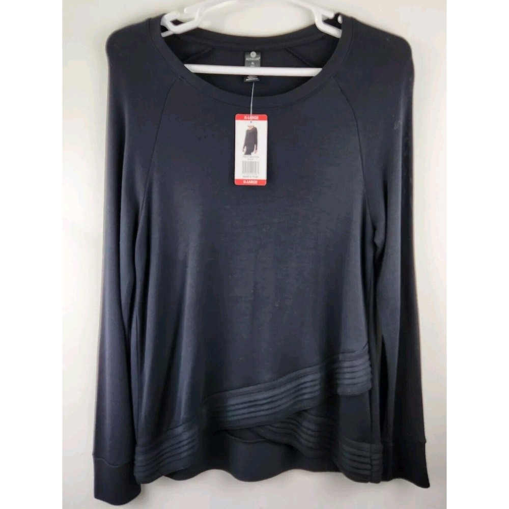 Active Life Women's Black Long-sleeved Crew Neck Pull Over Abyss Size XL
